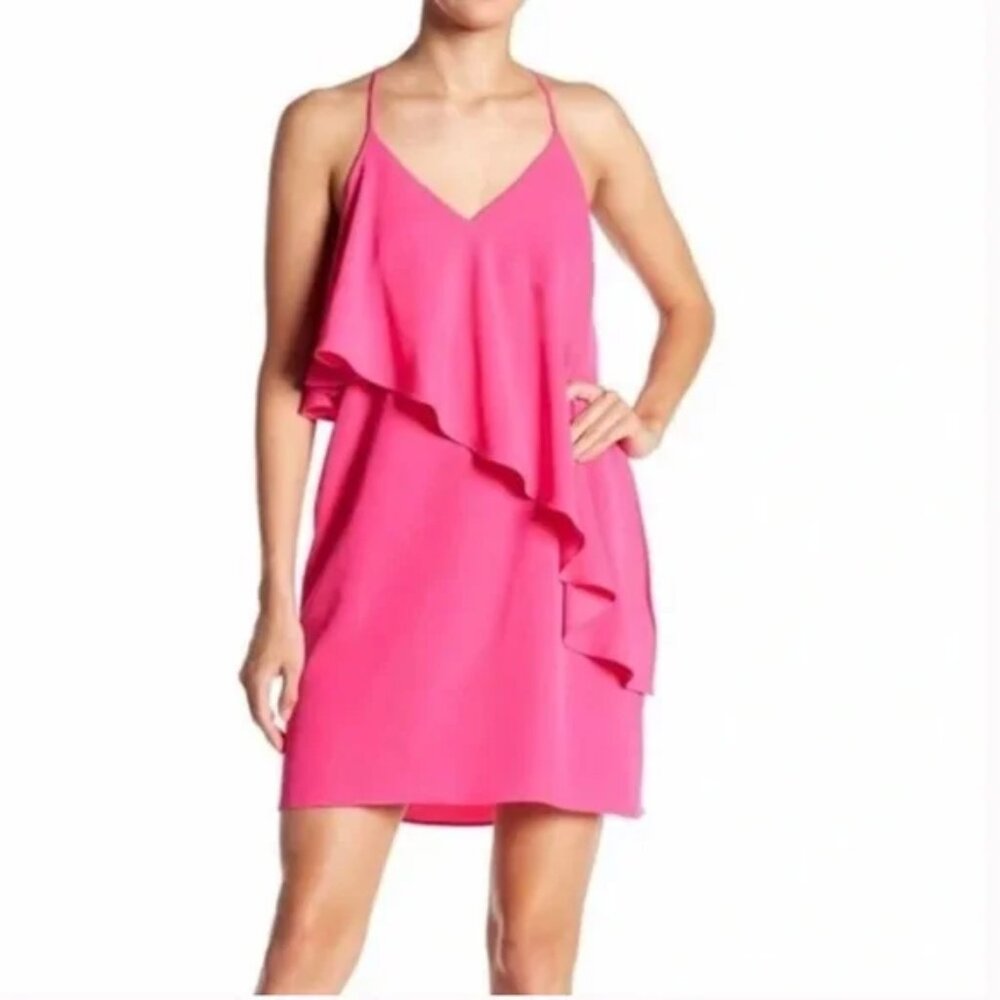 NWT A by Amanda Uprichard Pink Ruffle Mini Dress - Size Large